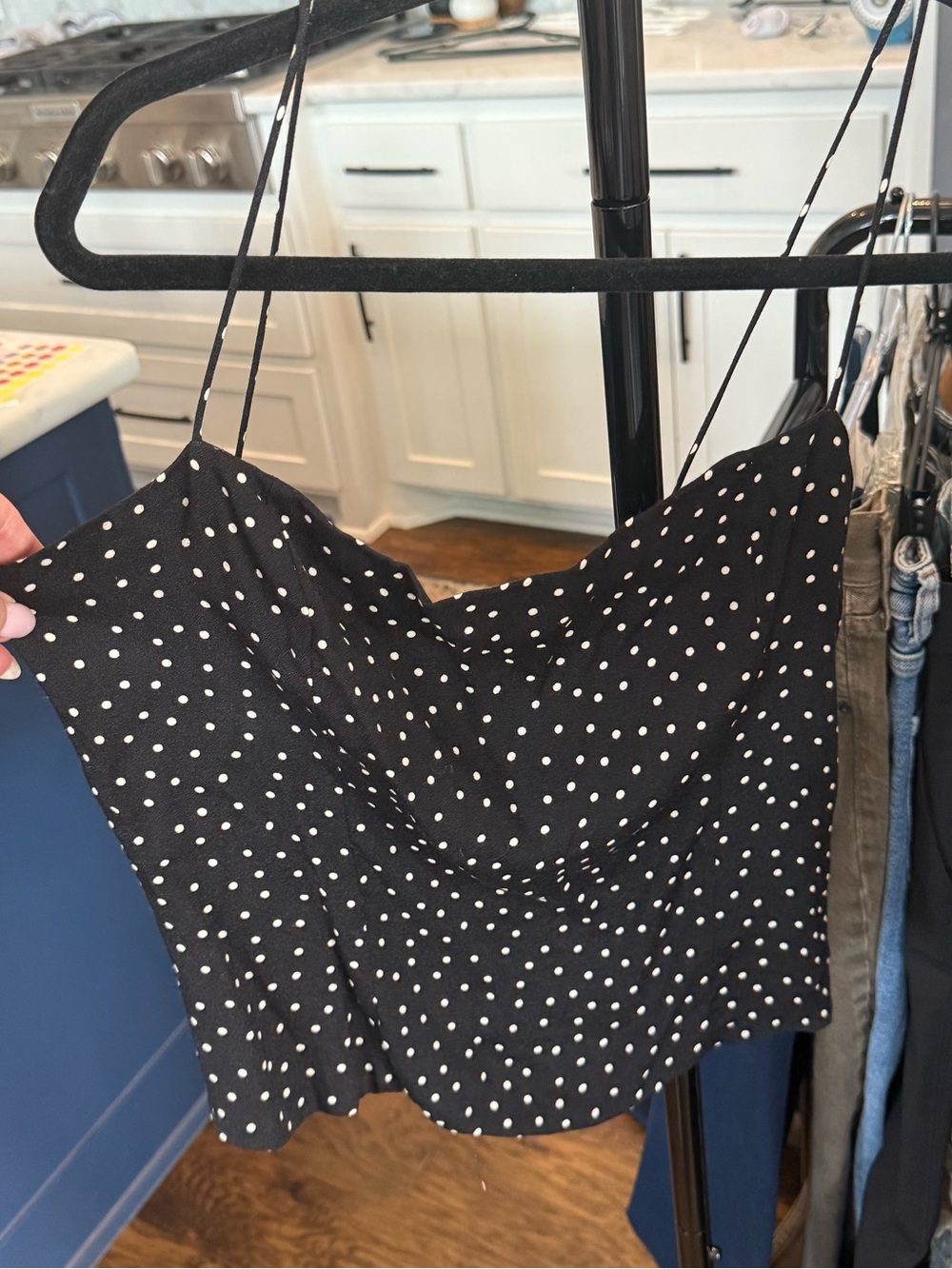 NWOT Reformation bland white polka dot cami crop top